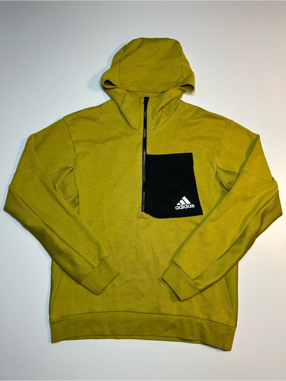 adidas Designed for Gameday Half Zip Hoodie Fleece Olive Green Black M